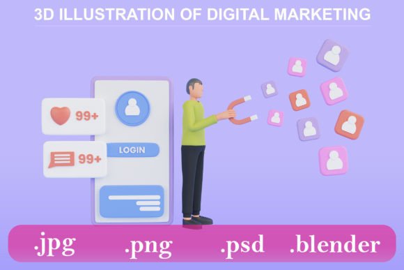 Download 3D Illustration of Ad Targeting Concept - Premium Bundle